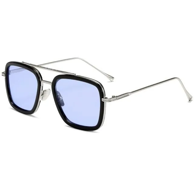 Unisex Iron Men style glasses c11silver-blue