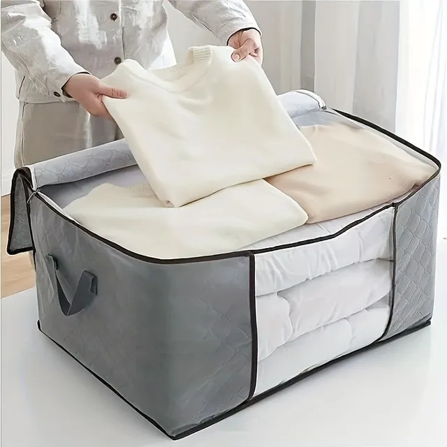 Large storage bag for clothing with transparent window, cloth organizer and blanket box