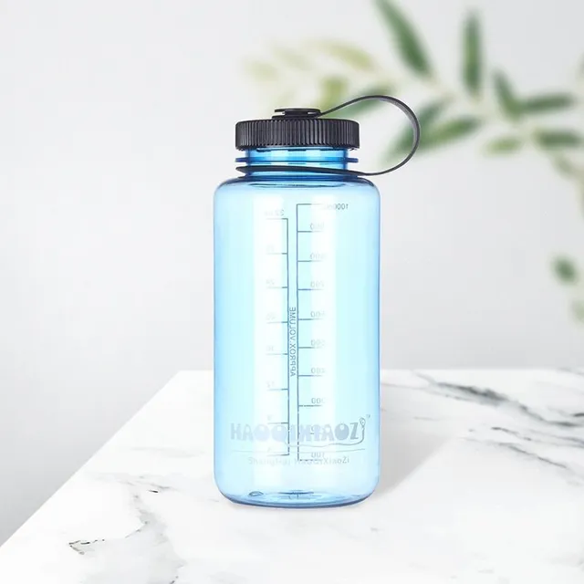 Recipient pentru apă în aer liber cu capac - transparent albastru