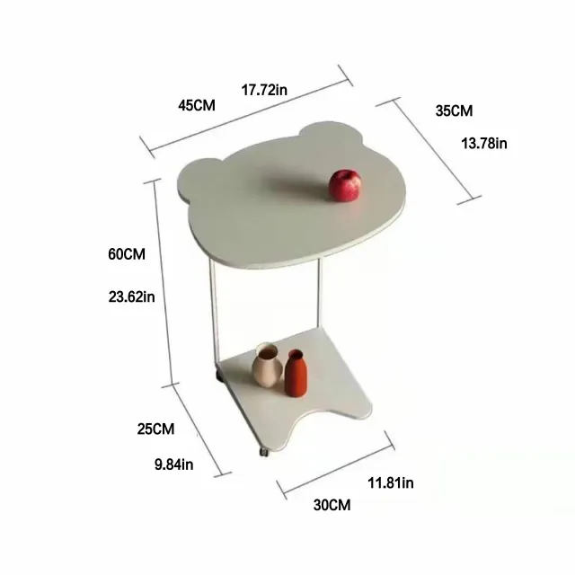 Frumos măsuță de cafea mobilă din lemn alb în formă de nor, stil nordic, măsuță de noapte