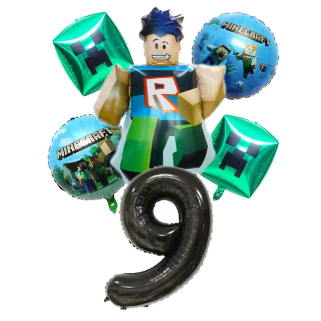 Stylish set of birthday balloons in the performance of popular characters from Minecraft