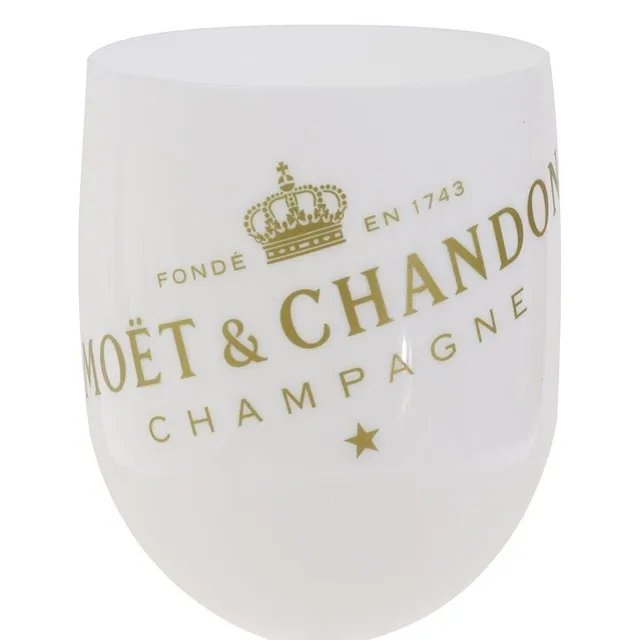 White plastic champagne glass