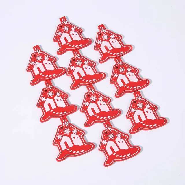 Wooden Christmas ornaments 10 pcs C585