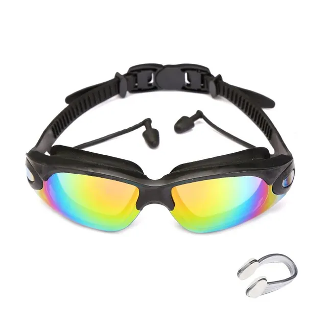 Stylish swimming goggles with earplugs + nose clip