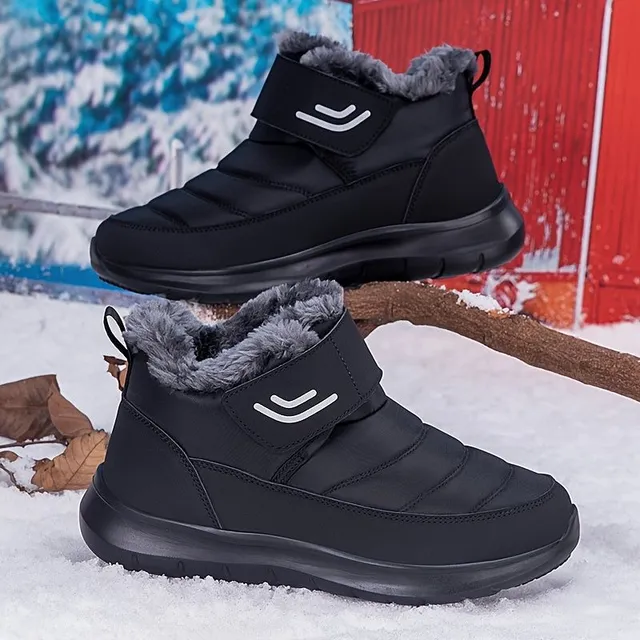 Warm and waterproof ankle boots with fleece and Velcro