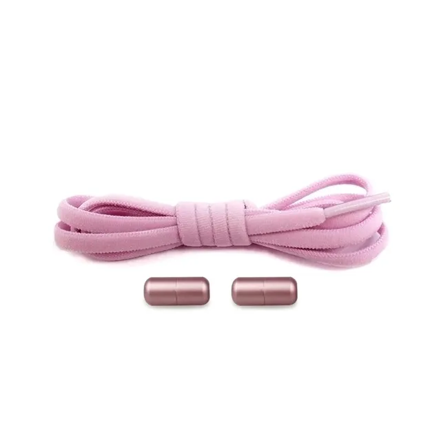 Stylish shoelaces with metal clamping all-pink