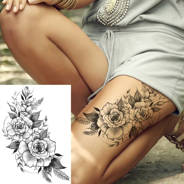 Tatuaj temporar sexy cu motive florale pentru femei