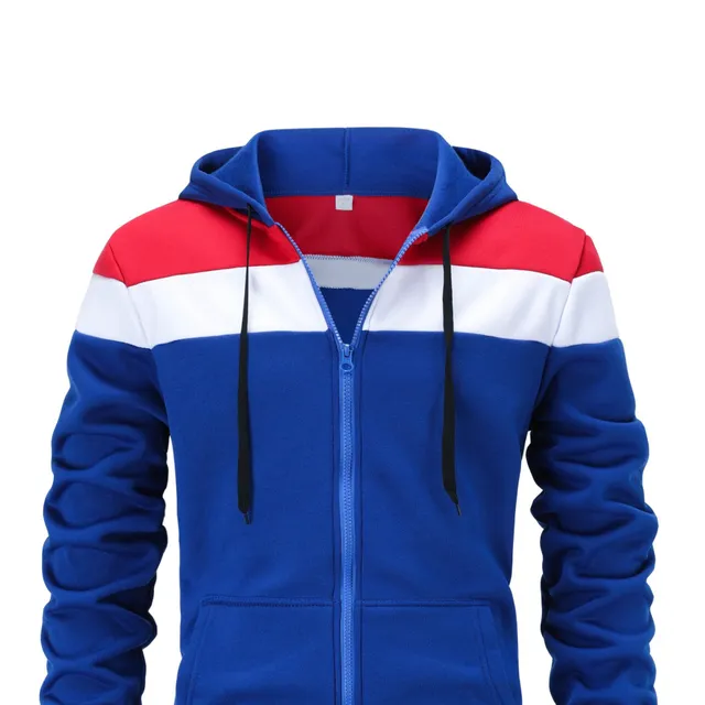 Men's colourful zipped hoodie with hood, zip and drawstring