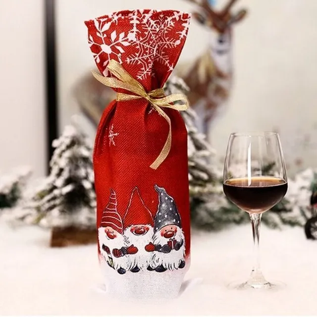 Frumoasa pungă pentru sticlă de vin cu motiv de Crăciun Debbie