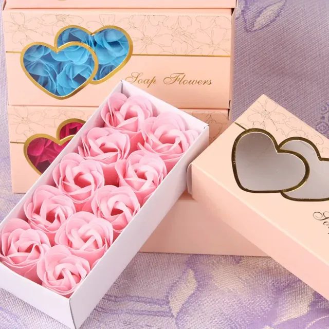 Gift set of 10 bath soaps in the shape of roses