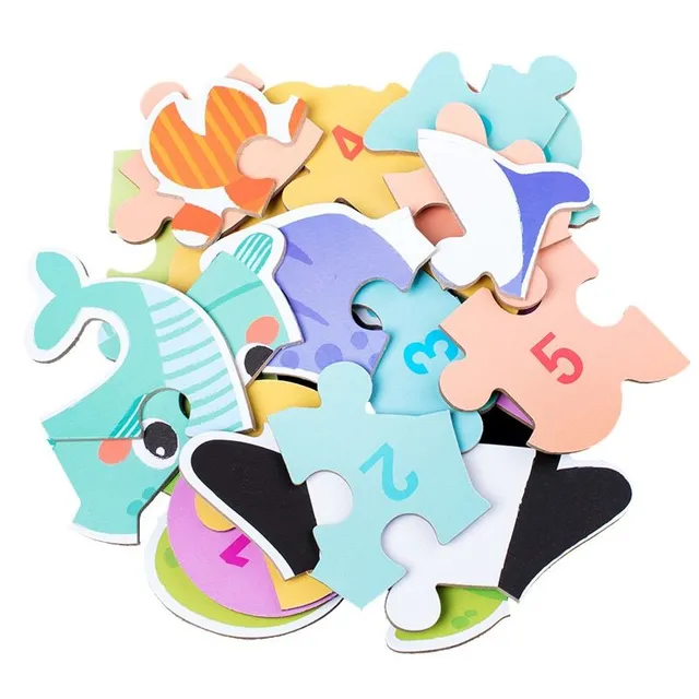 Set of wooden puzzles for children in various motifs