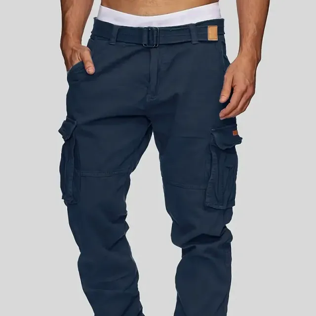 Men's cargo pants made of solid cotton with multiple pockets for every wear, to work and outdoors