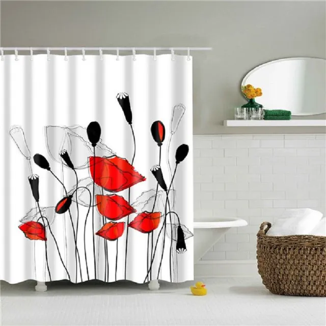 Shower curtain with plant motif