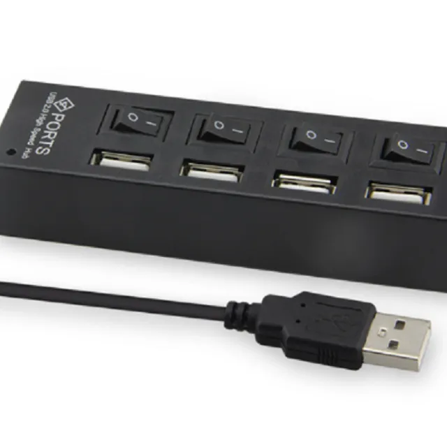USB 4 portový HUB s prepínačom - 2 farby cerna