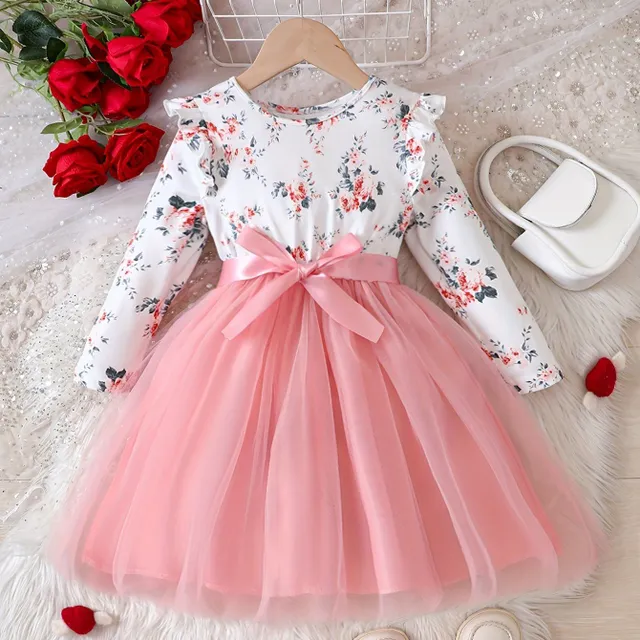 Robe tutu de Noël pour filles avec tulle et manches longues - robe élégante et festive pour filles