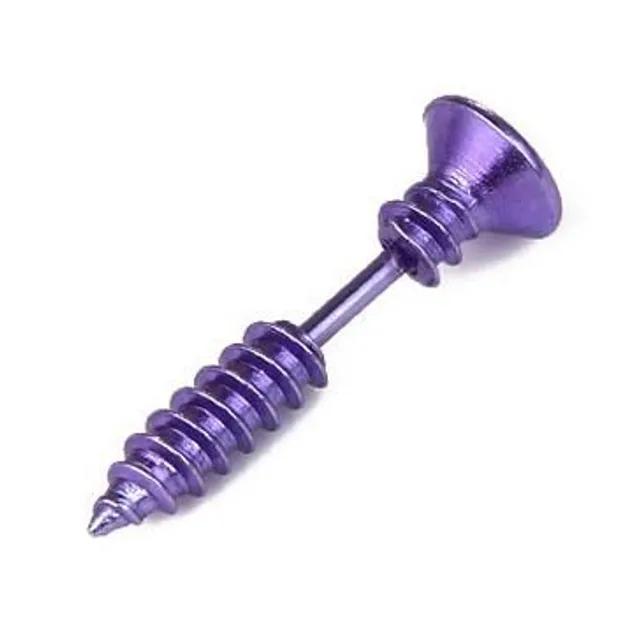 Men's earrings in the shape of a screw - 10 colours fialova