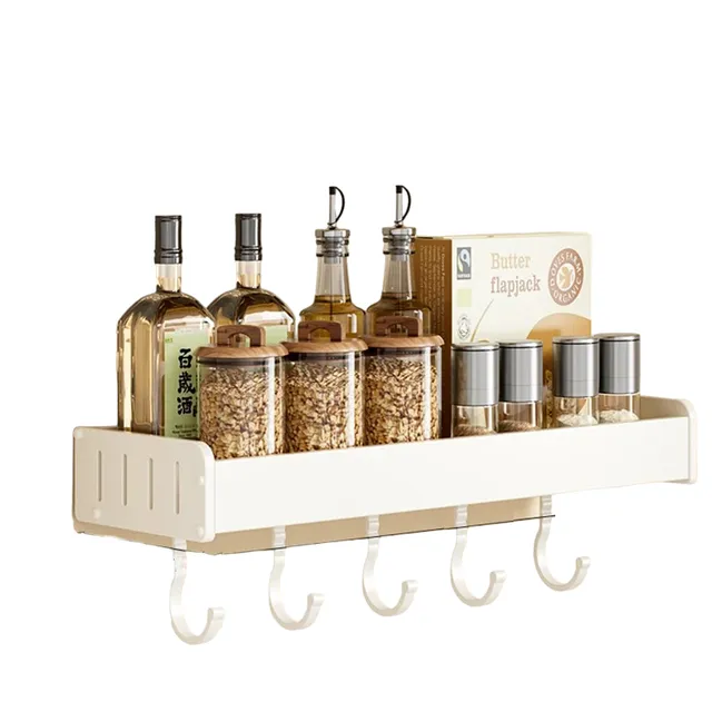 Wall organizer in kitchen with hooks Organizer on root shelf into kitchen Multipurpose organizer 40 x 13.7 x 5.5 cm