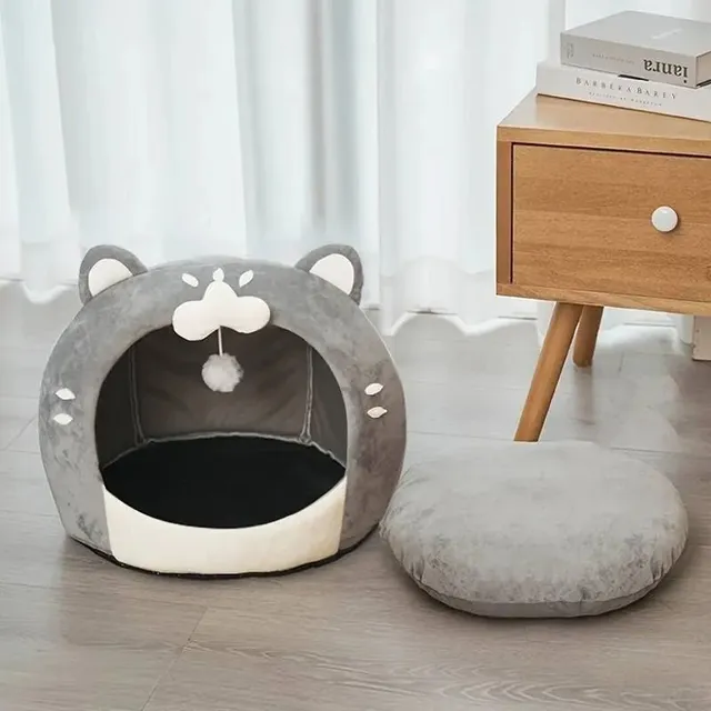 Bowl for small dogs and cats in cat shape with memory foam - soft, cozy and easy to clean