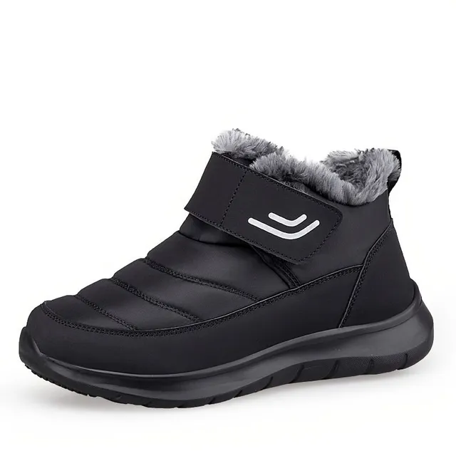 Warm and waterproof ankle boots with fleece and Velcro