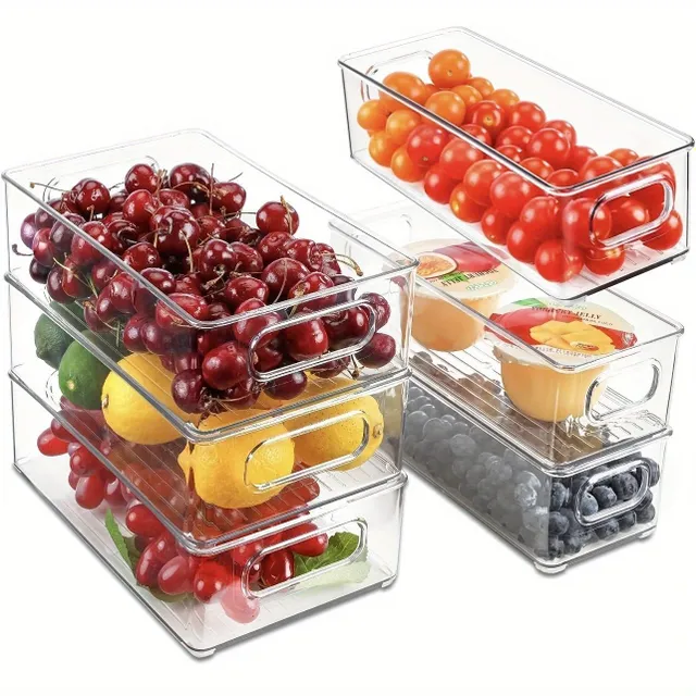 2/4/6pcs Storage boxes for fridge with transparent walls and handles