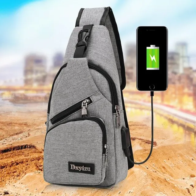 Cestovné USB dizajnová unisex taška cez rameno