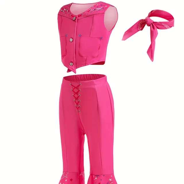 Cowgirl costume from the movie 2023 (for children) - Vest, extended pants & accessories, Halloween, carnival.