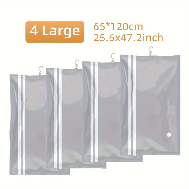 4pc Vacuum storage bags for hanging clothes, Large capacity, Household organization, For suits, Dress - Save space