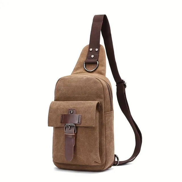 Fashionable men's chest bag - portable canvas bag, sports small breast bag, hanging bag, cross shoulder bag for outdoor activities