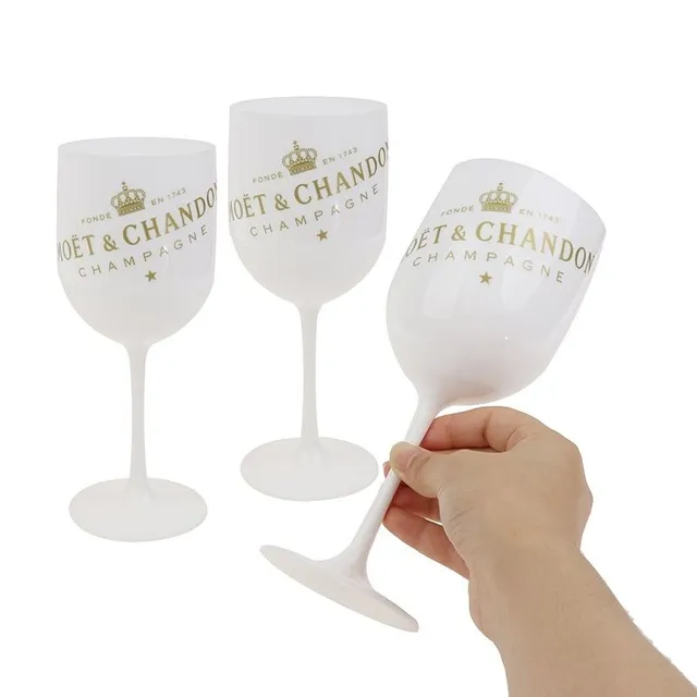 White plastic champagne glass