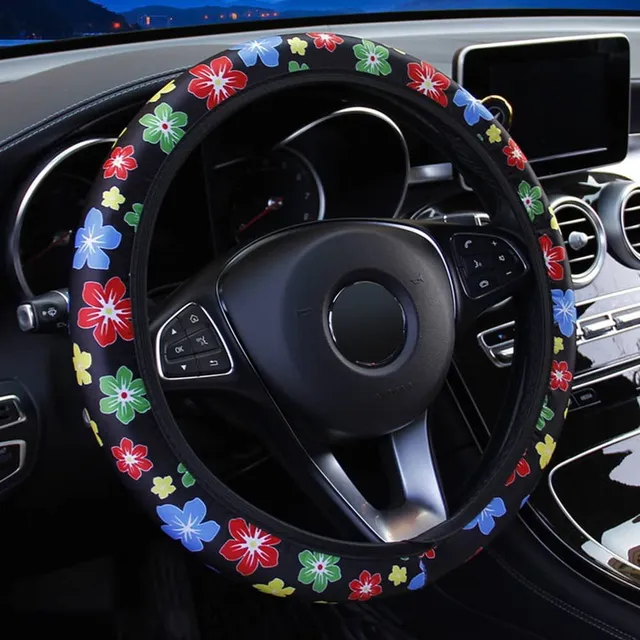 Elastic steering wheel cover with pattern