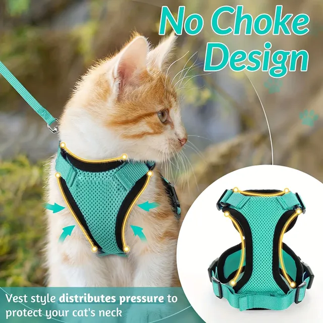 Safety harness and guide for cats - Soft and adjustable, Ideal for walking and exploring