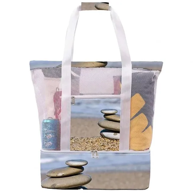 Originální letní moderní plážová taška přes rameno se síťovaným designem