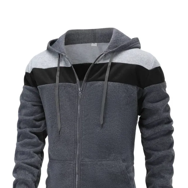 Men's colourful zipped hoodie with hood, zip and drawstring