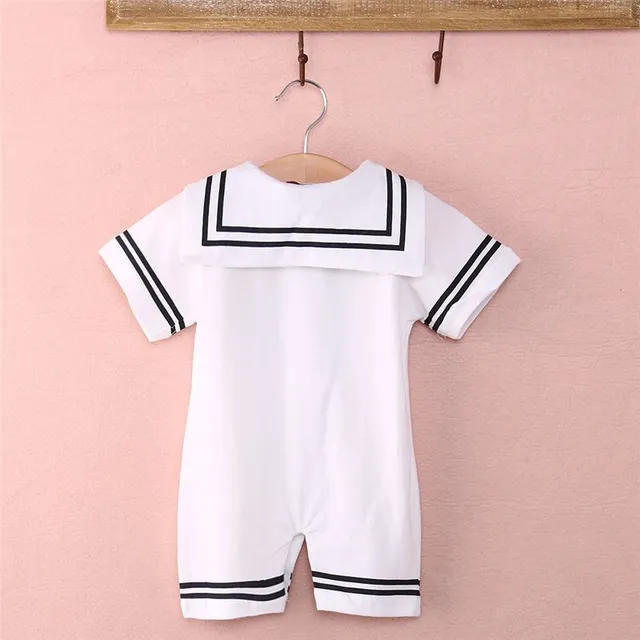 Babies Navy Overal - White