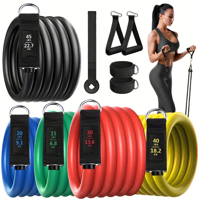11pcs/set Set of Resistance Rubbers, Exercise Rubbers, Exercise Rubbers For Power Training, Training Rubbers With Kotva Do Do Door And Handle