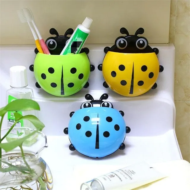 Ladybug-shaped toothbrush holder