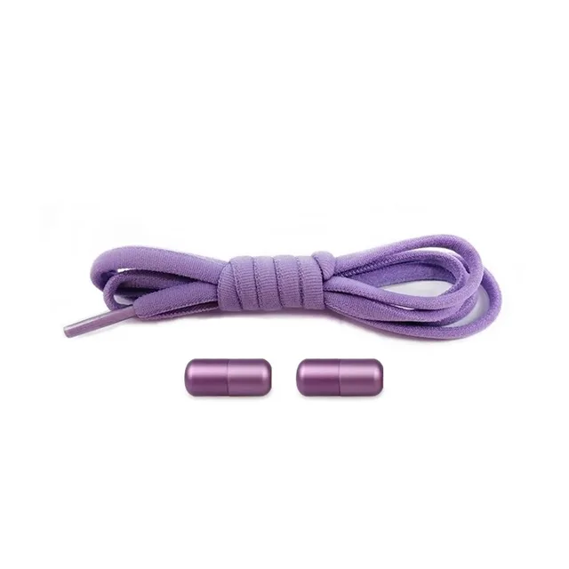 Stylish shoelaces with metal clamping all-purple