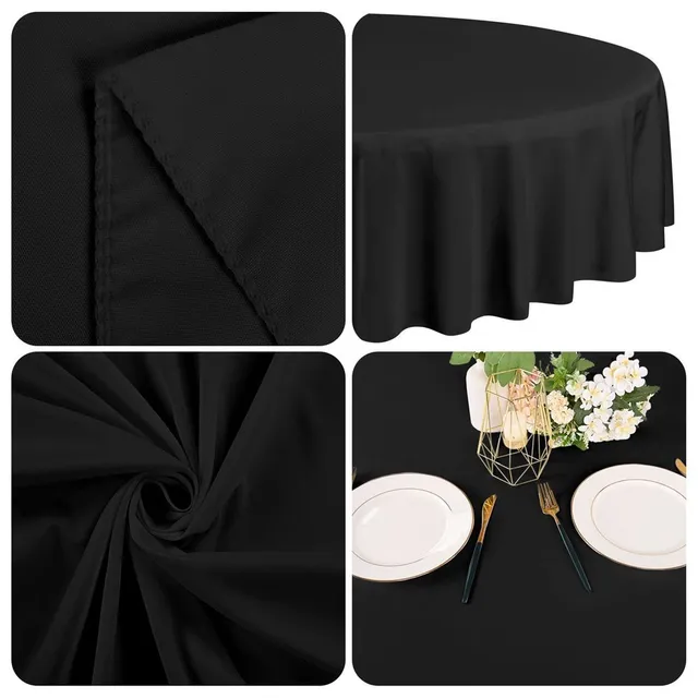 4 package Black round tablecloths stain-resistant and wrinkles