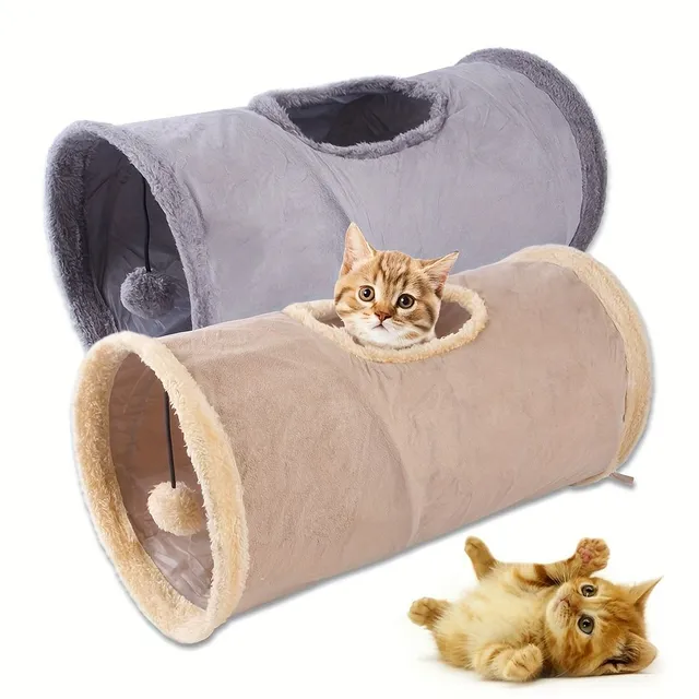 Felt folding tunnel for cats 2/3/4 ways - cozy and fun