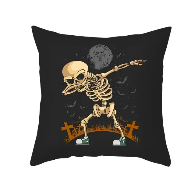 Autumn pillowcase with motive Sugar Skull for Halloween and Day of the Dead