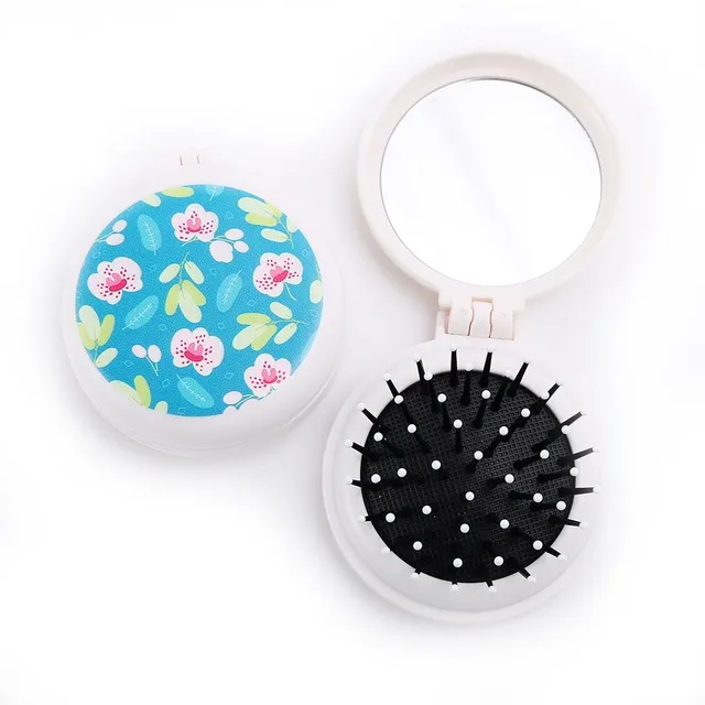 Travel hair comb with mirror summer patterns