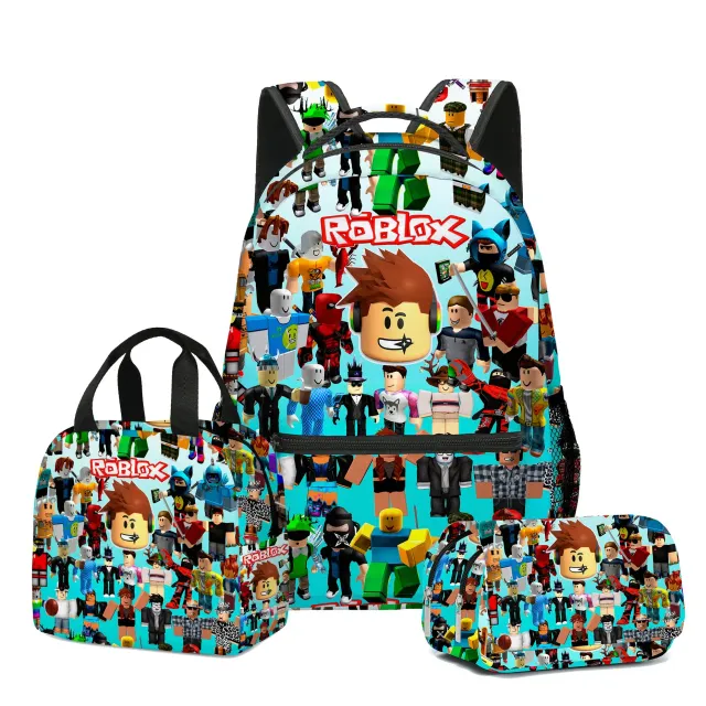 Stylish school set for children - Backpack, pencil case, lunch bag in various Roblox motifs