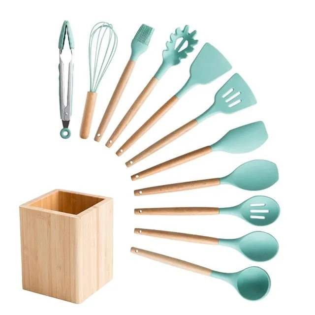 Kitchen utensils set in stand 12 pcs