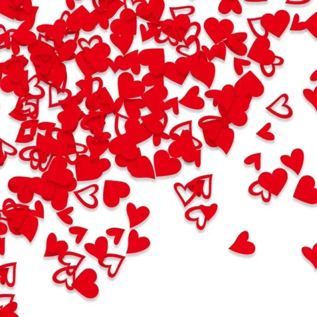 200 kusov červených valentínskych konfet v tvare sŕdc