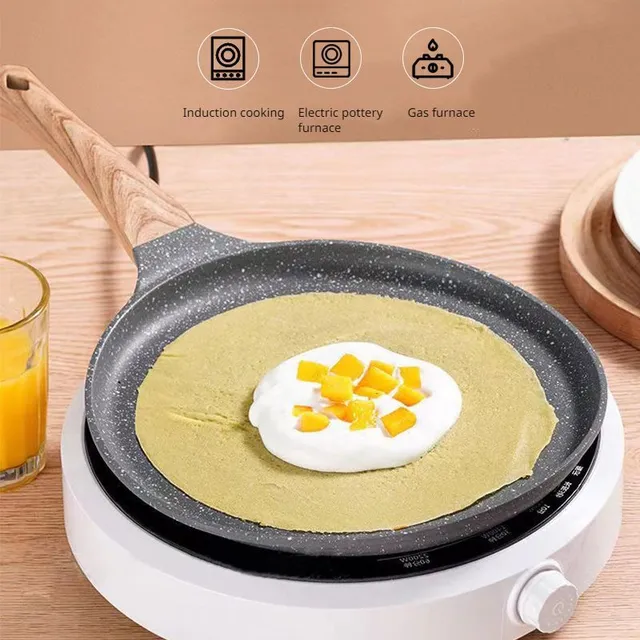 Pancake pancake pan - Non-sticky surface, Wooden handle, Suitable for induction