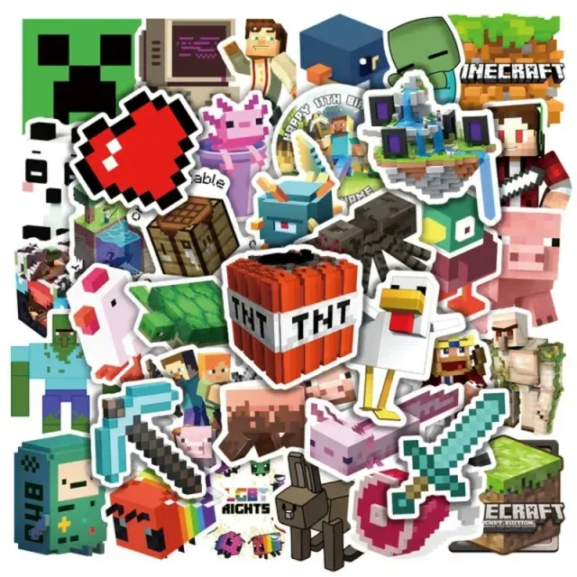 50 pcs stylish stickers with random motifs of the popular Minecraft game