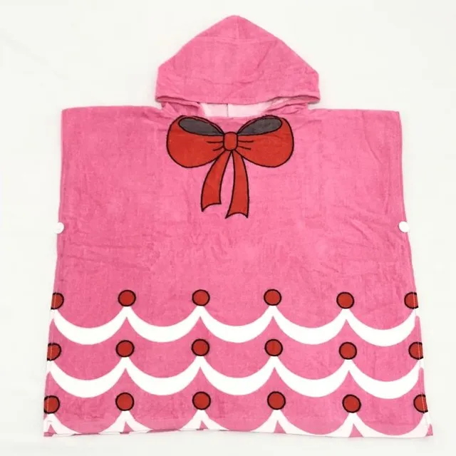 Children's beach towel with cartoon character prints and hood