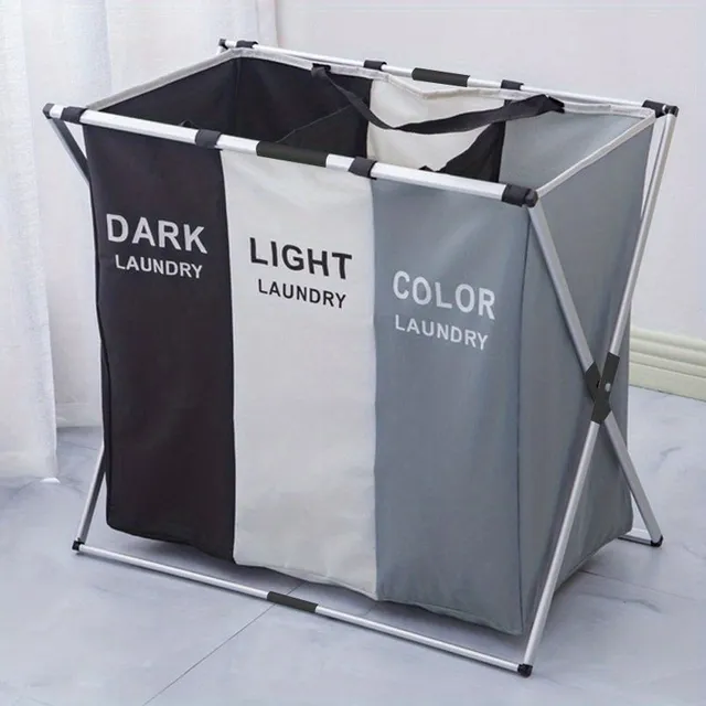 1 pc Foldable laundry basket with large capacity - Waterproof Oxford fabric and aluminum frame - Dirty laundry basket