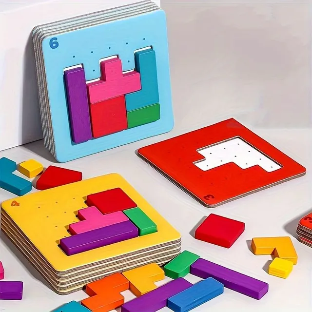 Geometric jigsaw puzzle - educational table game for fast fighting and interaction