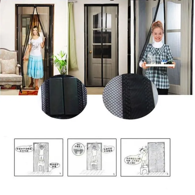 Magnetic net curtain for doors black 120x210cm